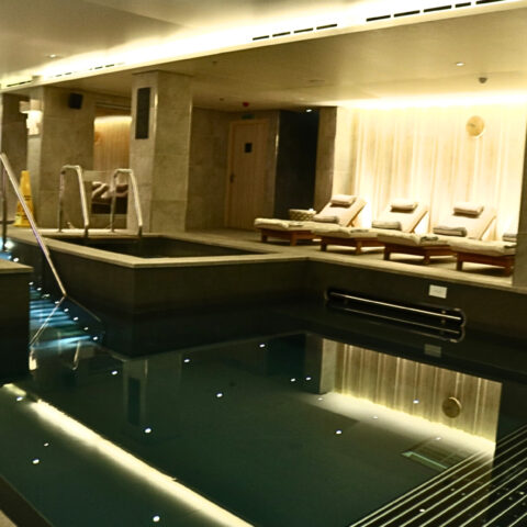Empty spa pool aboard Viking river cruise ship