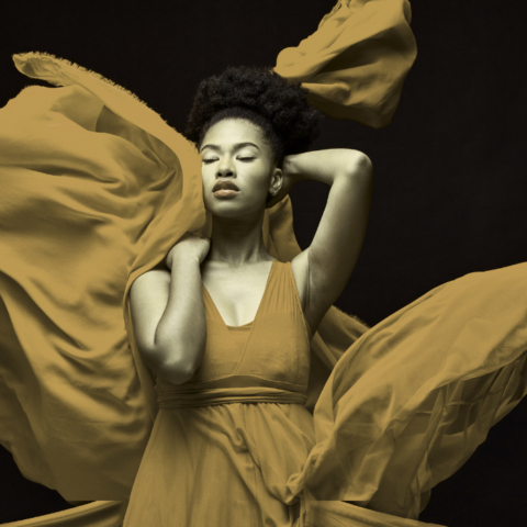 Woman in flowy dress