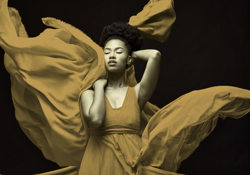 Woman in flowy dress